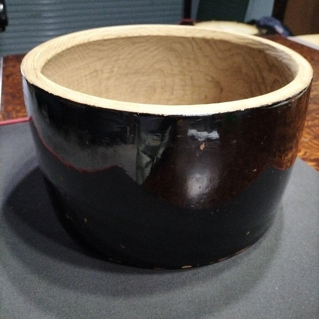白けやき胴　締太鼓　和太鼓　くり抜き胴　中古品（黒地）