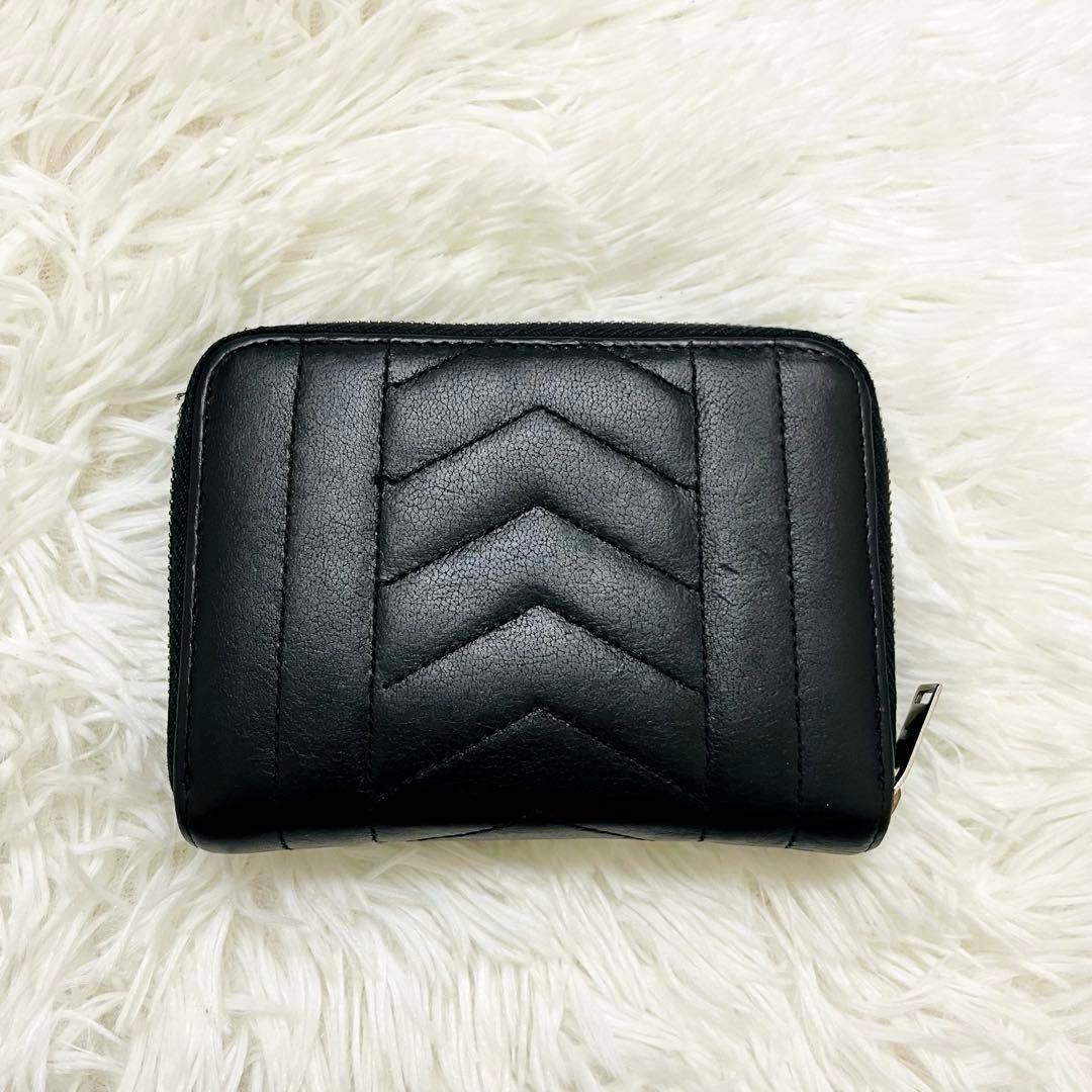 極美✨付属完備✨サンローラン 二つ折り財布 カサンドラ キルティング レザー 黒