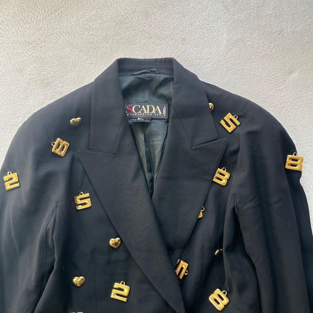 ESCADA エスカーダ ブラック ハート 金 装飾 テーラードジャケット M