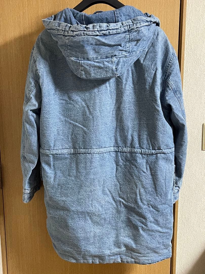 【美品】ZARA 裏ボアデニムコート モッズコート フーデッドMEX40
