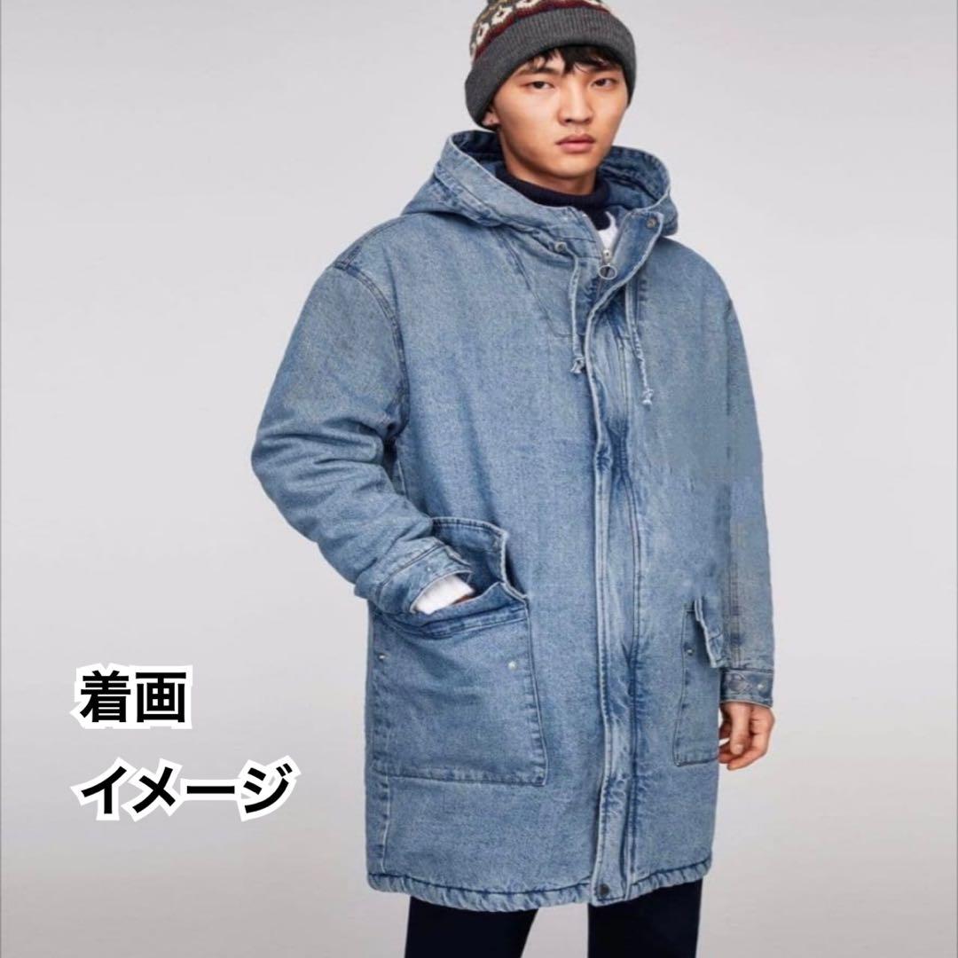 【美品】ZARA 裏ボアデニムコート モッズコート フーデッドMEX40