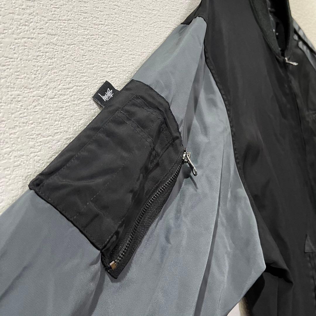 stussy フライトジャケット　MA-1ブルゾン　ブラック×グレー　メンズM