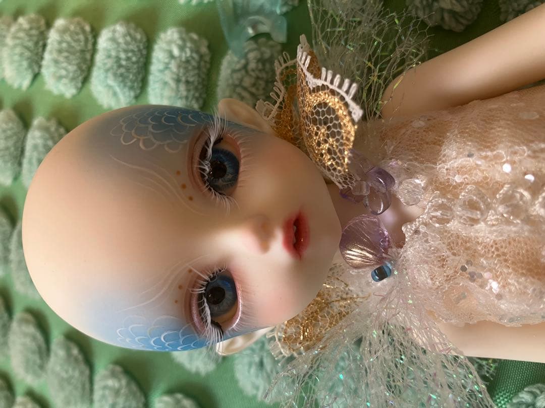マーメイド 球体関節人形 bjd 人魚 カスタムドール ブルー 童話 フルメイク