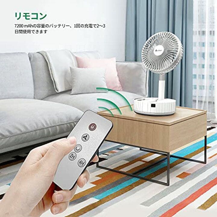 【新品未使用品 送料無料】折りたたみ 式 扇風機 ホワイト リモコン付き