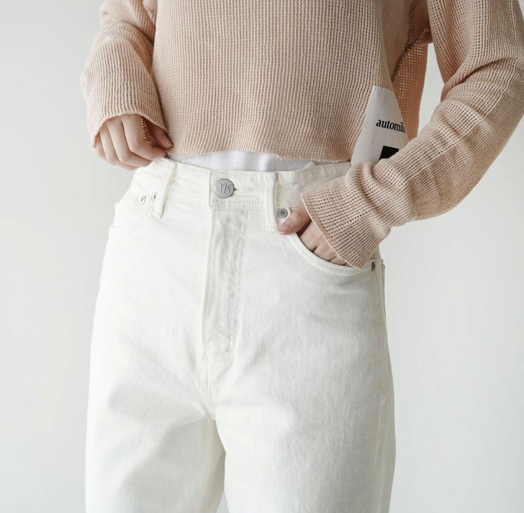 美品 YANUK Lea (24) デニム レア ボーイズストレート 美脚 白