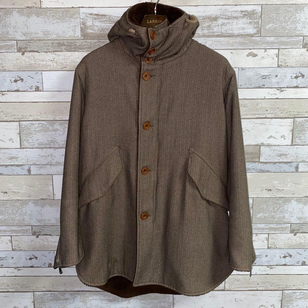 GRIFFIN リバーシブル ヘリンボーンボアコート sizeS ITALY製