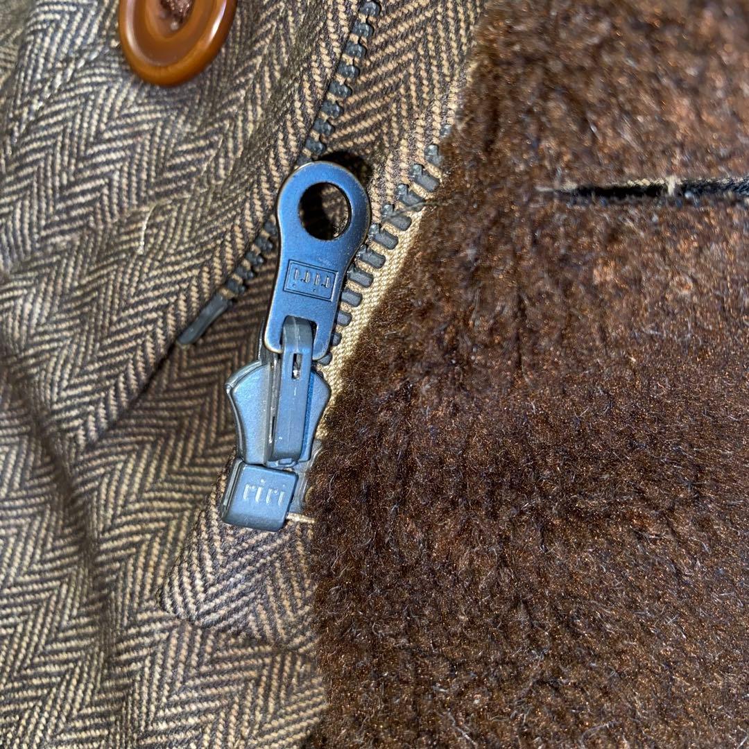 GRIFFIN リバーシブル ヘリンボーンボアコート sizeS ITALY製