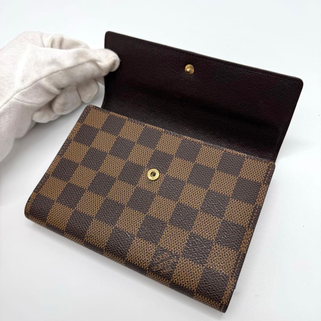 極美品 ルイヴィトン　ダミエ・エベヌ　エテュイパピエ　三つ折り財布　折り財布