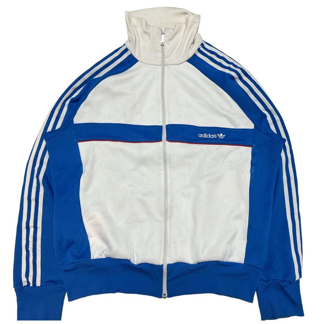 90s あのちゃん アディダス 刺繍トラックジャケットadidas XL 青　白