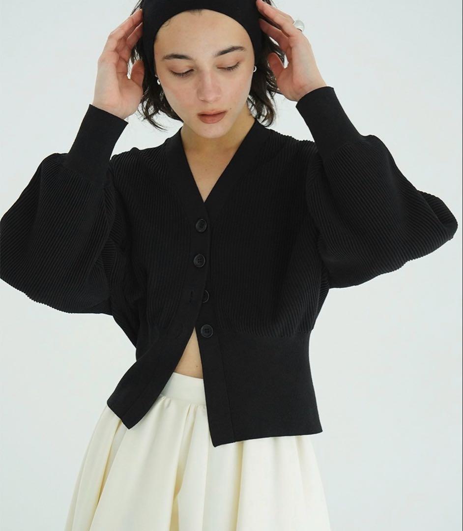 CLANE CURVED SLEEVE KNIT CARDIGANブラック2新品