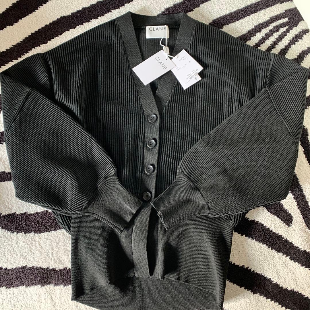 CLANE CURVED SLEEVE KNIT CARDIGANブラック2新品