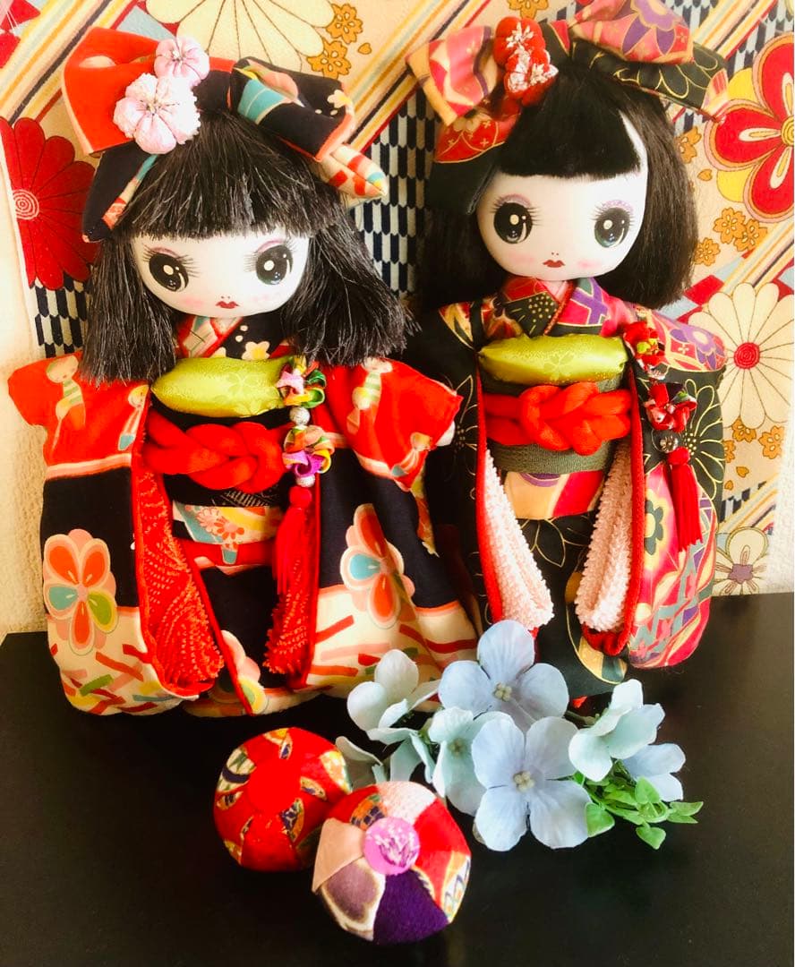 ＊高 様ご確認用＊市松風文化人形＊布人形•お着物doll28cm2体＊