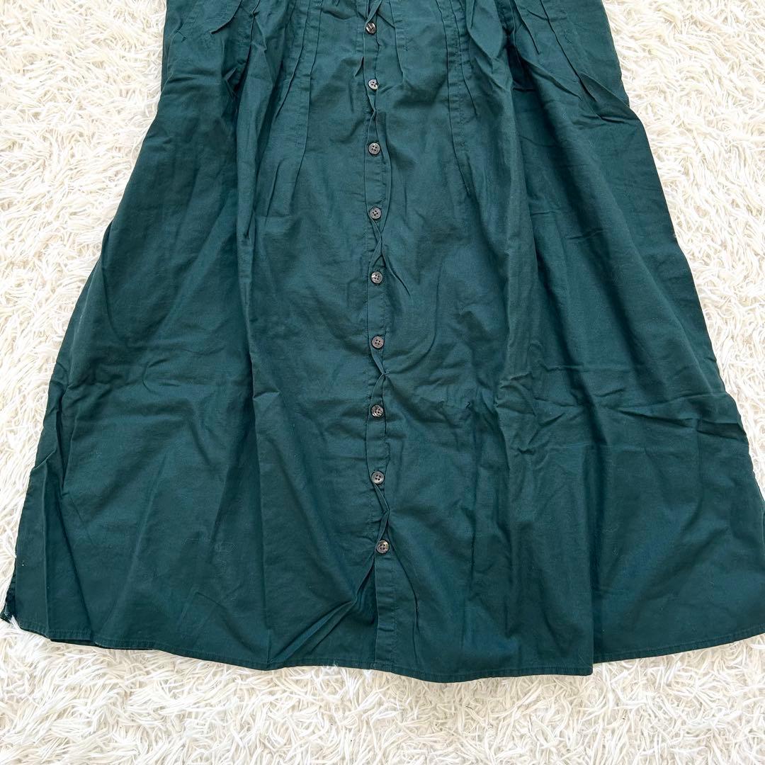 キャピタル ピンタック ワンピース ノースリーブ XS コットン グリーン