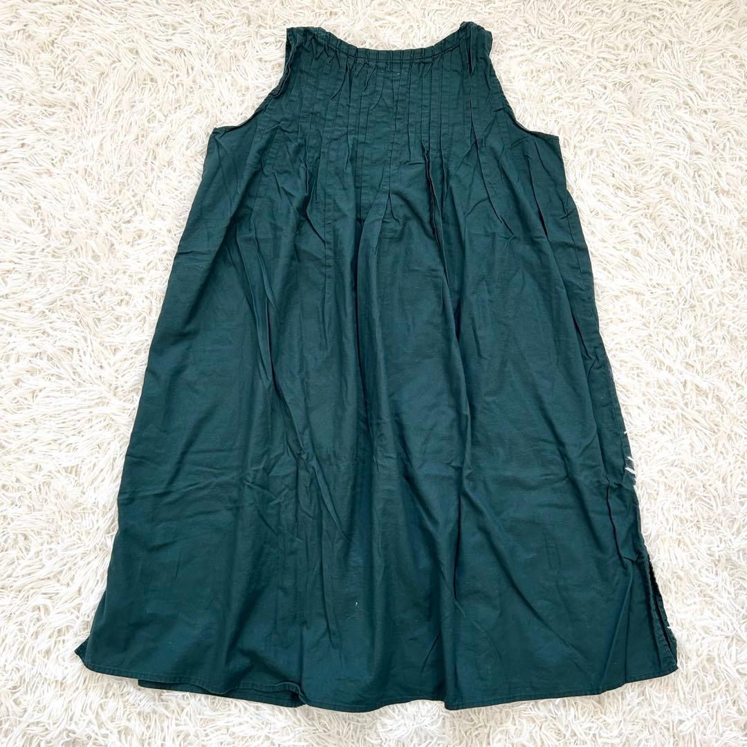 キャピタル ピンタック ワンピース ノースリーブ XS コットン グリーン