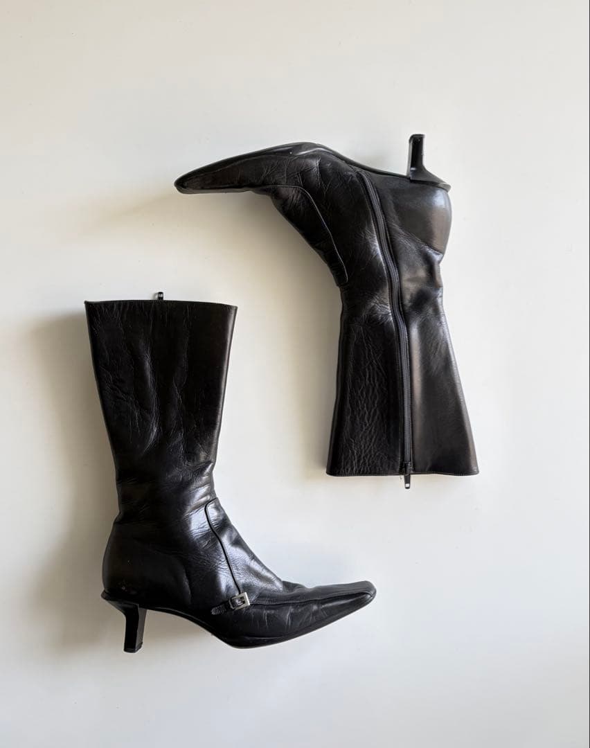 専用 PRADA Suquare Toe Leather Boots IT37