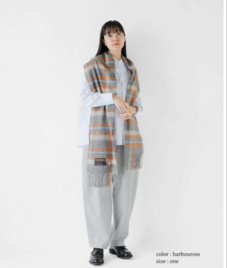 TWEEDMILL ウール マフラー グレー/オレンジ