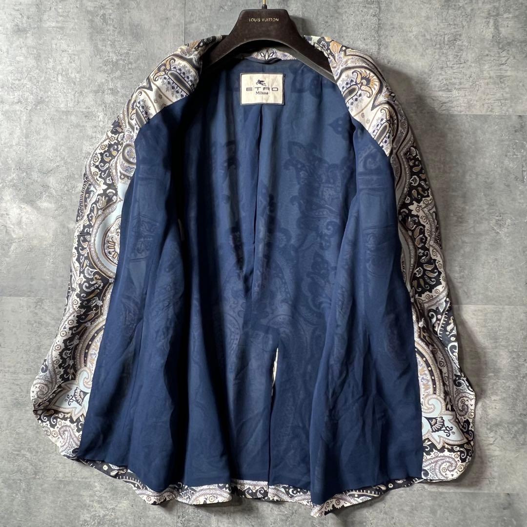 ETRO エトロ シルク100％ペイズリー柄テーラードジャケット44（XL)