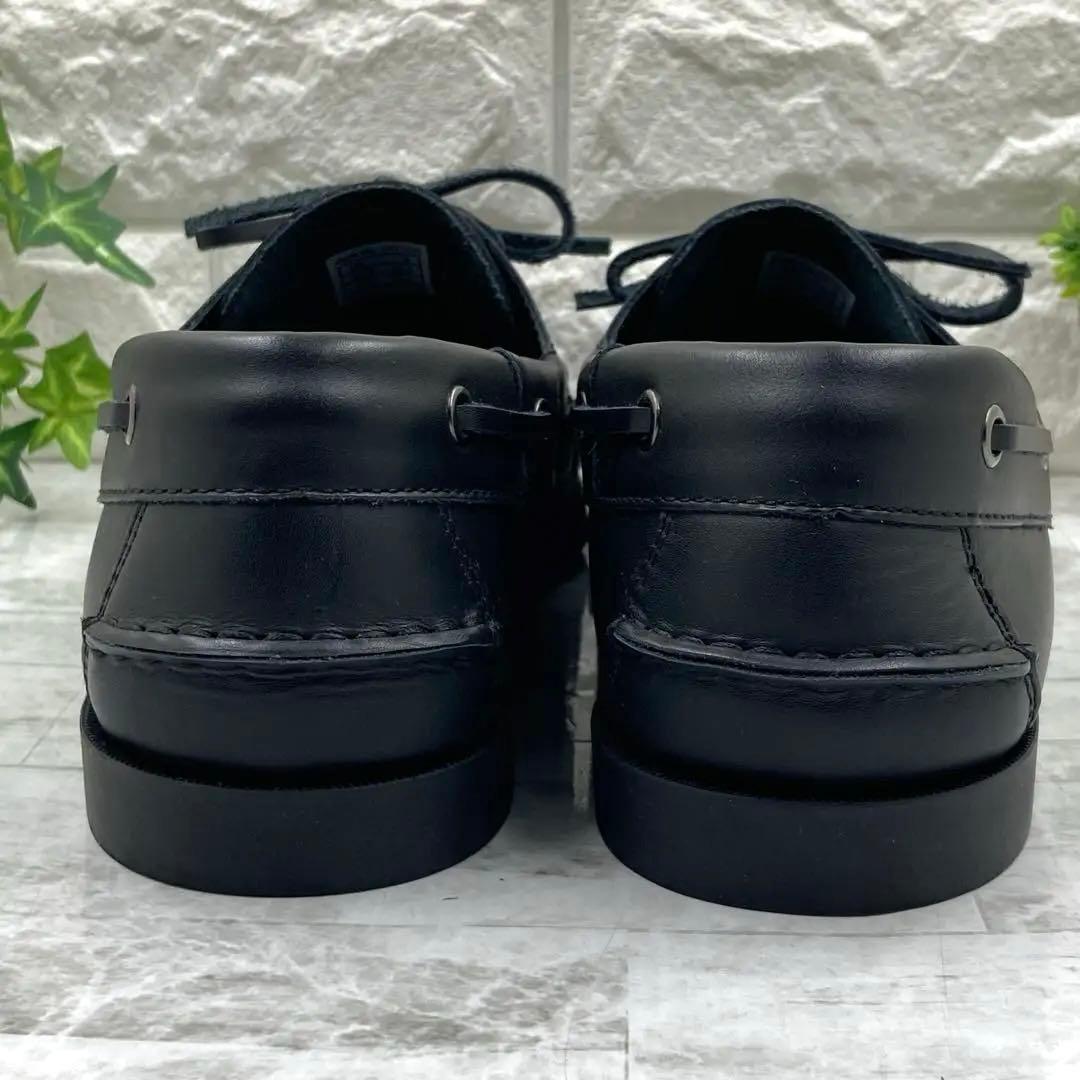 【美品】SHIPS シップス オイルレザー デッキシューズ モカシン 27cm黒