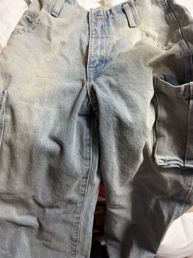 パンツ andmary Back ribbon denim cargo pants
