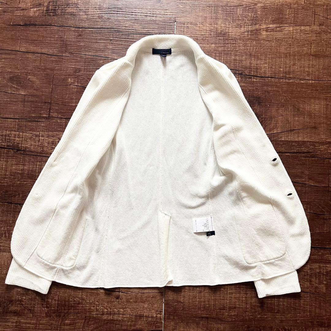 <美品>LARDINI ホワイト 春夏 コットン ニットジャケット サイズM相当