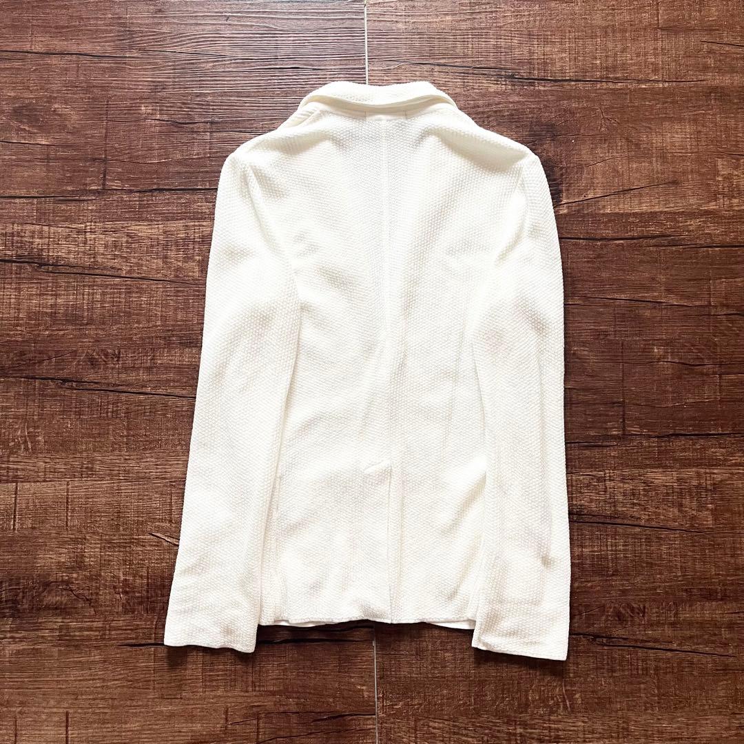 <美品>LARDINI ホワイト 春夏 コットン ニットジャケット サイズM相当