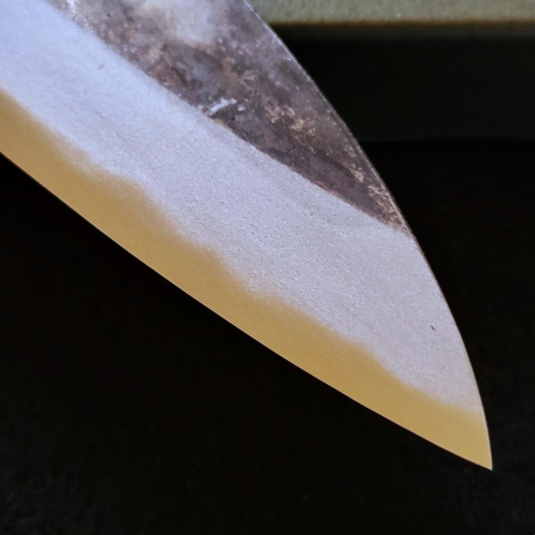 青紙２号 黒打 小三徳包丁（アジ切） 120㎜ G1451 焼柄 日本製 月光作