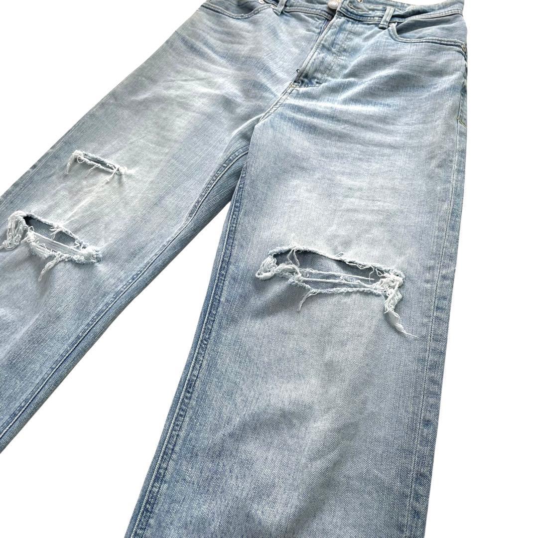 YANUK LEA ボーイズストレート 26 ダメージデニム カットオフ