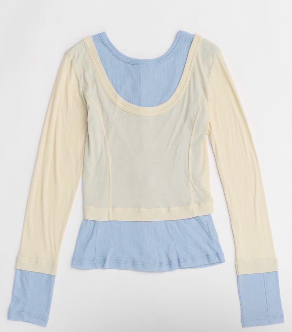 トップス 2WAY Neck Bicolor Comfort Top