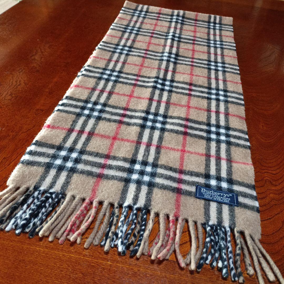 美品 バーバリー カシミア100％ マフラー ノバチェック ベージュ