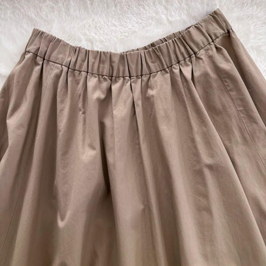 mizuiroindボリュームフレアロングスカート ベージュ コットンゆったりF