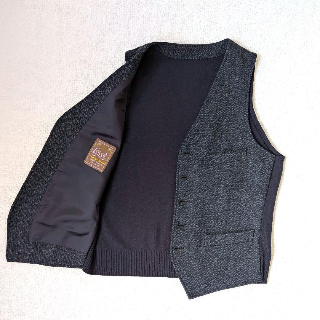 J.PRESS 　Lovat　ツイードベスト 　くるみボタン　ネイビー