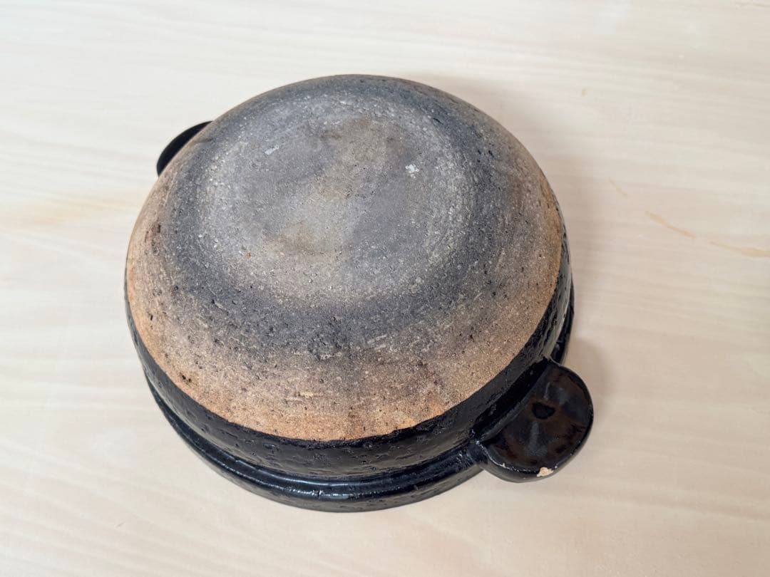 土鍋　かまどさん　3合　黒　陶器製　蓋付き