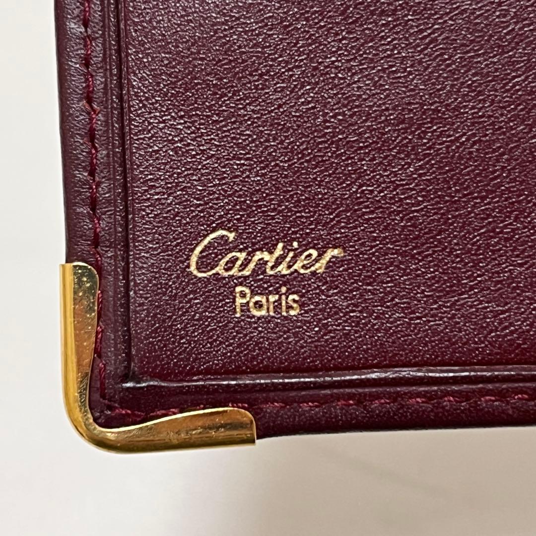 Cartier カルティエ 二つ折り財布 マストライン レザー ボルドー