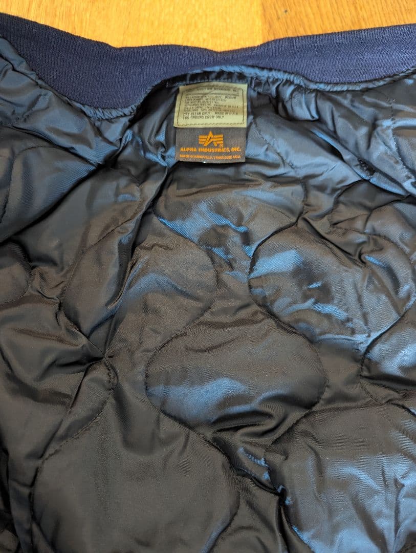ALPHA MA-1USA製 タグ付未使用品 Mサイズ ネイビー グランドクルー
