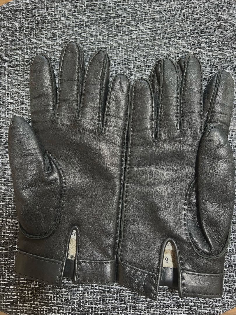 HERMES エルメス 手袋 グローブ ラムスキン レザーブラック黒 8カシミア