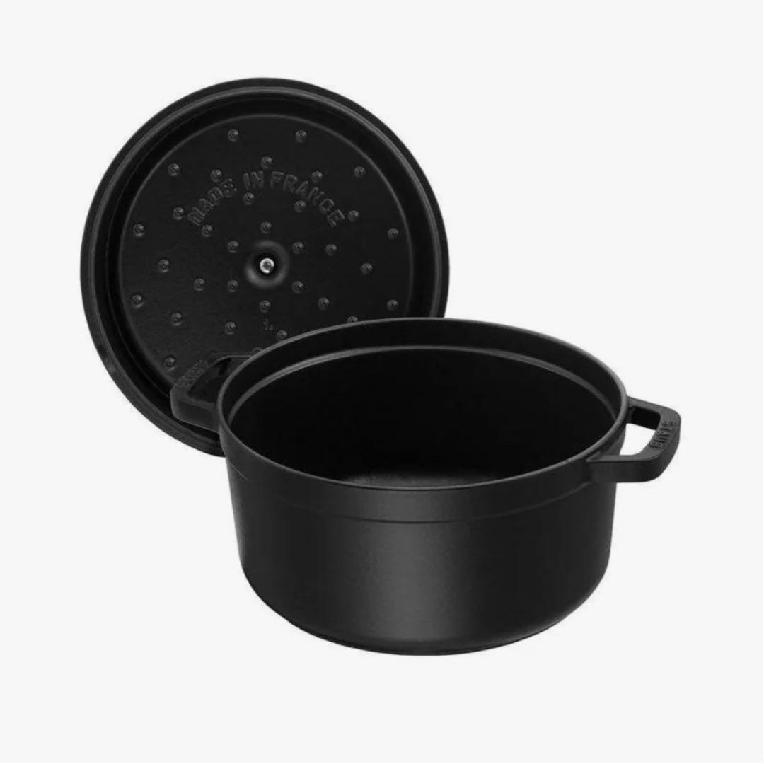 ミトン付❣️ STAUB ストウブ シャロー ココット 26cm ブラック 両手鍋