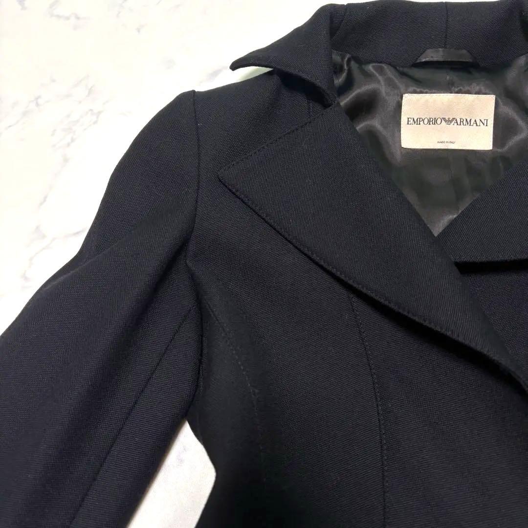 エンポリオアルマーニ 立体シルエット ロングジャケット コート イタリア製　黒