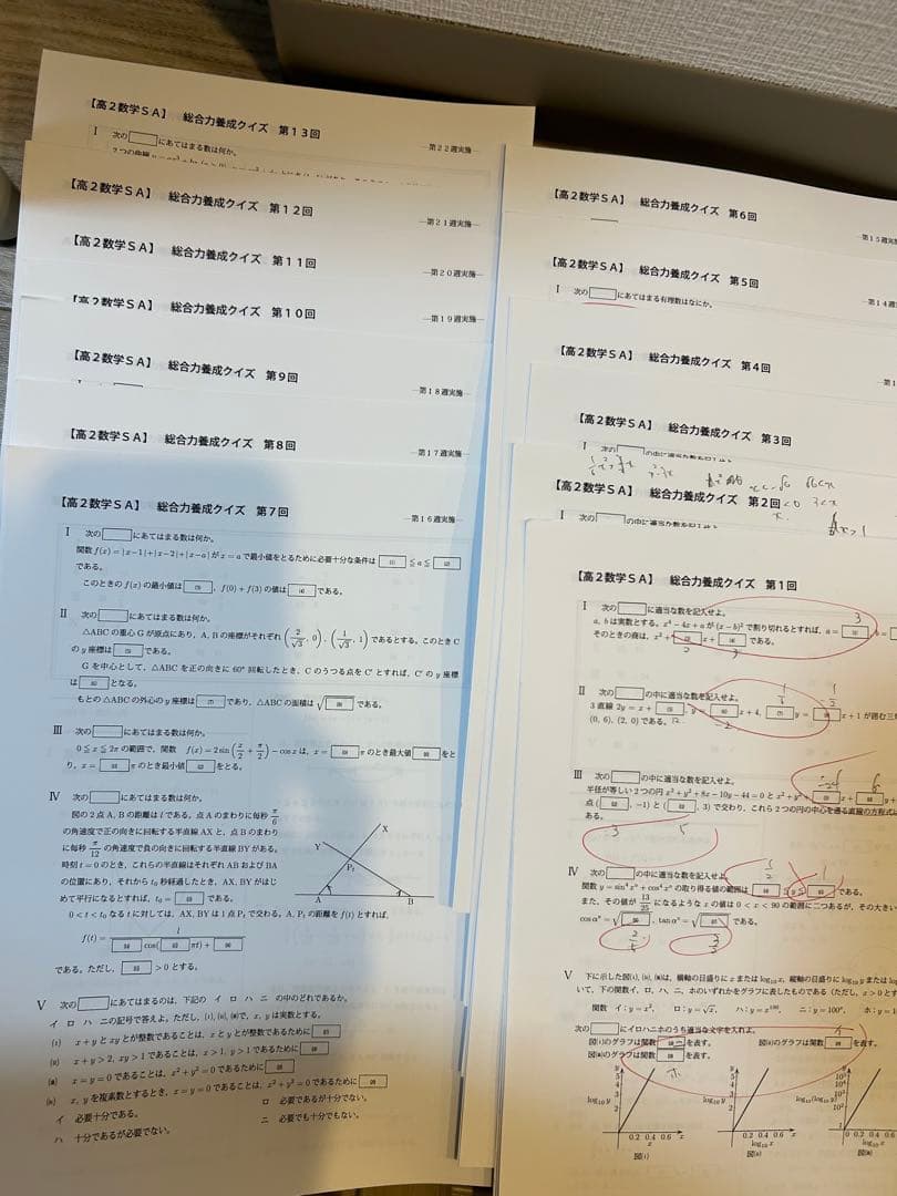 鉄緑会大阪校高2数学セット(板書付き) 鶴田先生の最上位クラス限定プリント付き