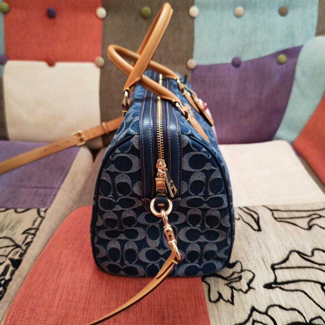 ももたCOACH コーチ ショルダーバッグ ボストンバッグ デニムネイビー