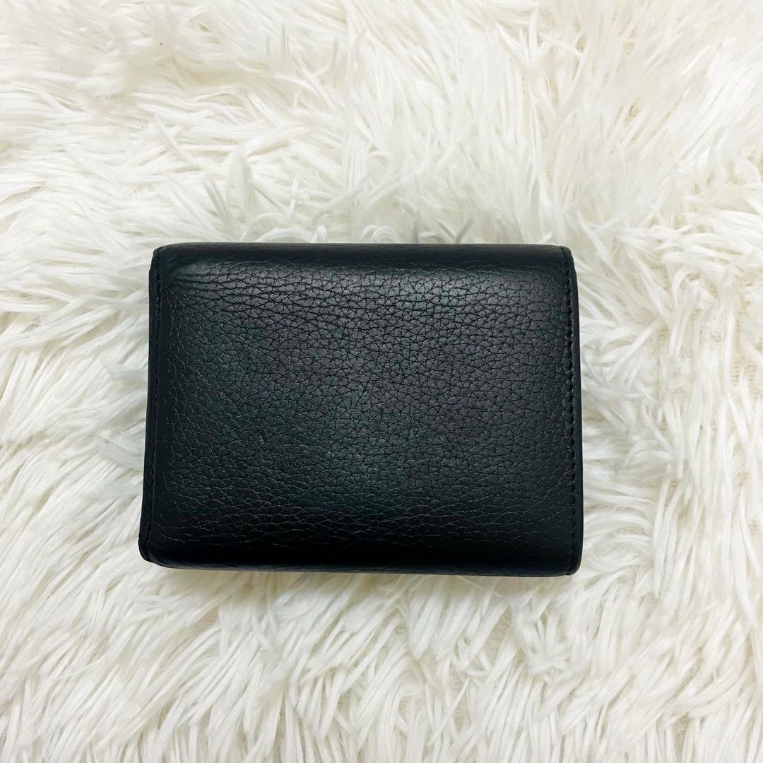 極美✨付属完備✨ロエベ 三つ折り財布 トライフォールド レザー ブラック 現行