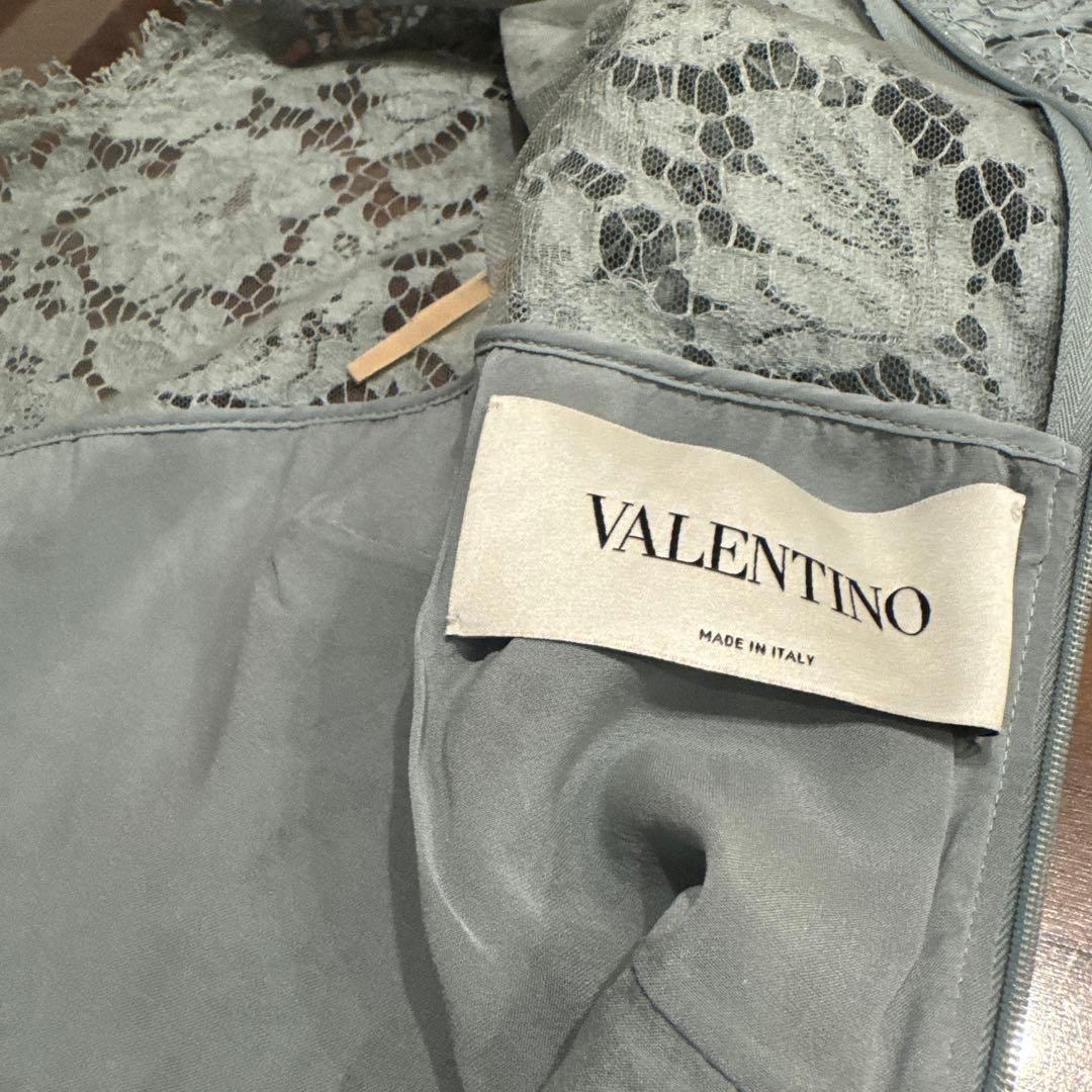 VALENTINOライトブルー レース 半袖ワンピース