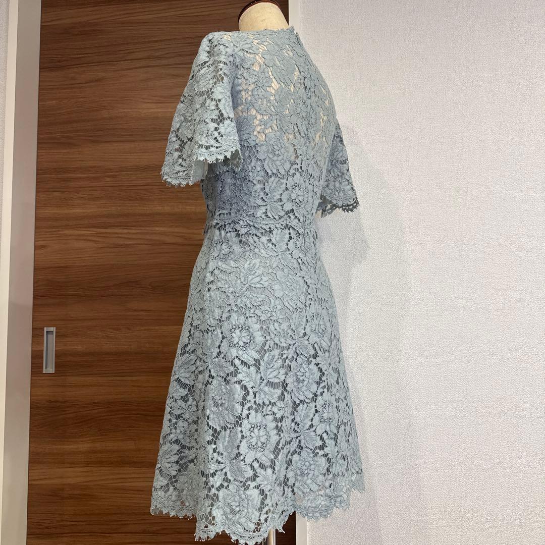 VALENTINOライトブルー レース 半袖ワンピース