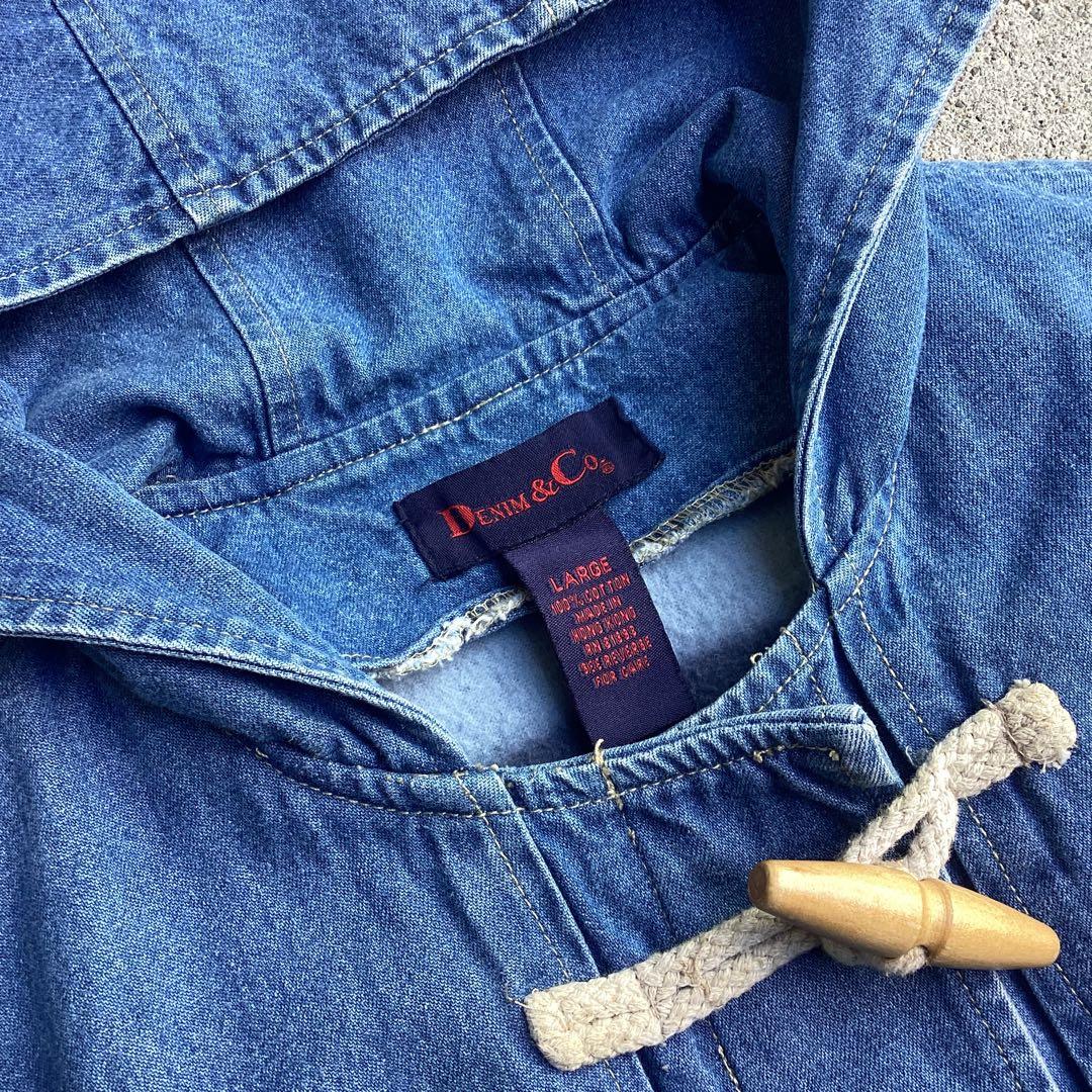 90s Denim&co デニム ダッフルコート 裏地ブランケット 取り外し可