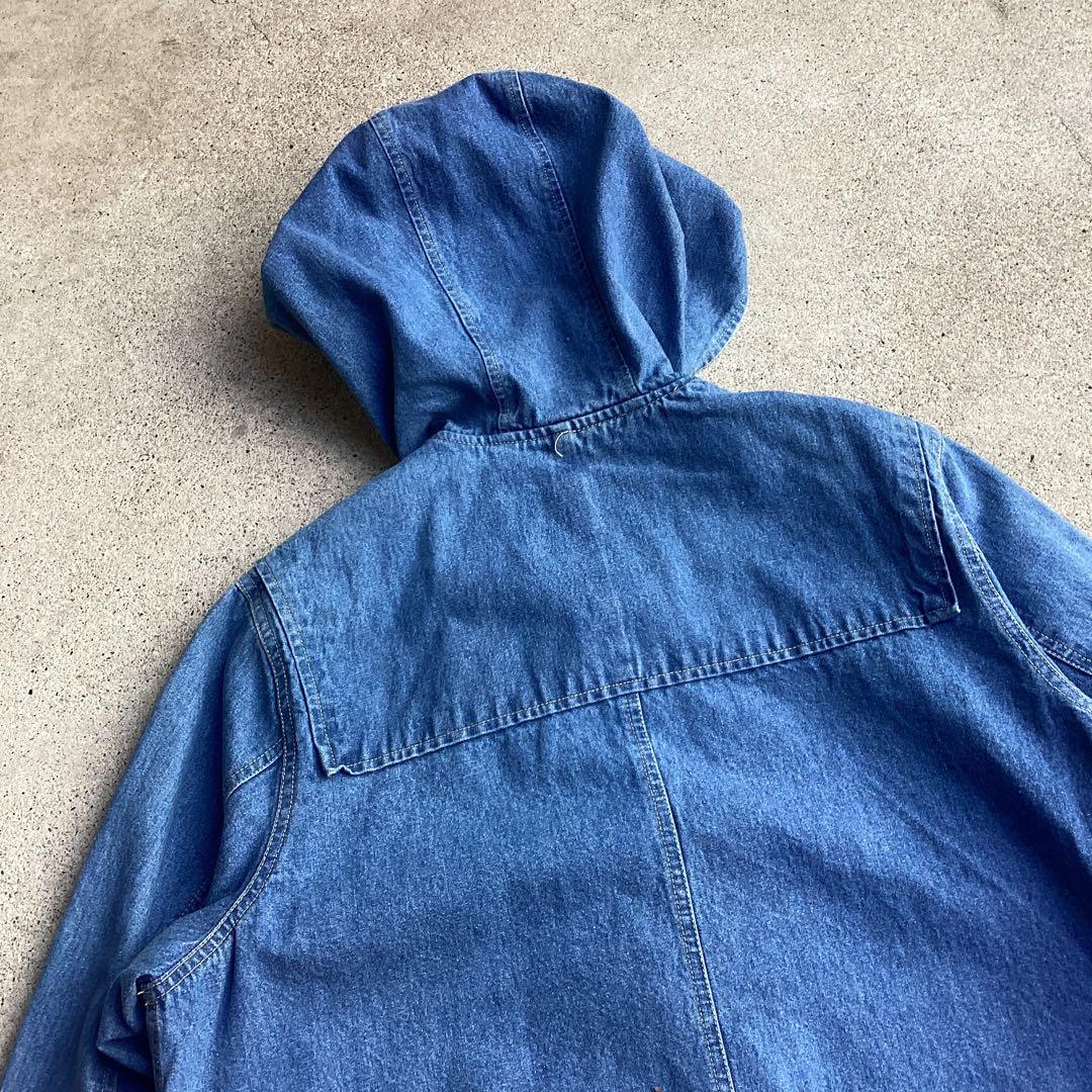 90s Denim&co デニム ダッフルコート 裏地ブランケット 取り外し可