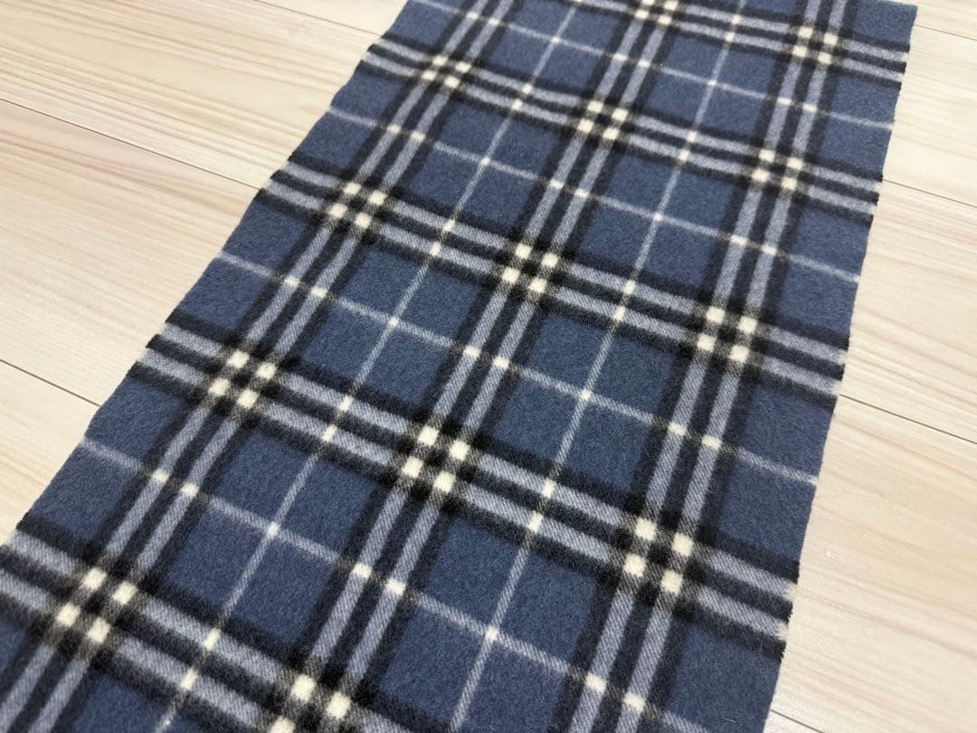 バーバリー　マフラー　カシミヤ　ブルー系　ノバチェック　約134cm×約31cm