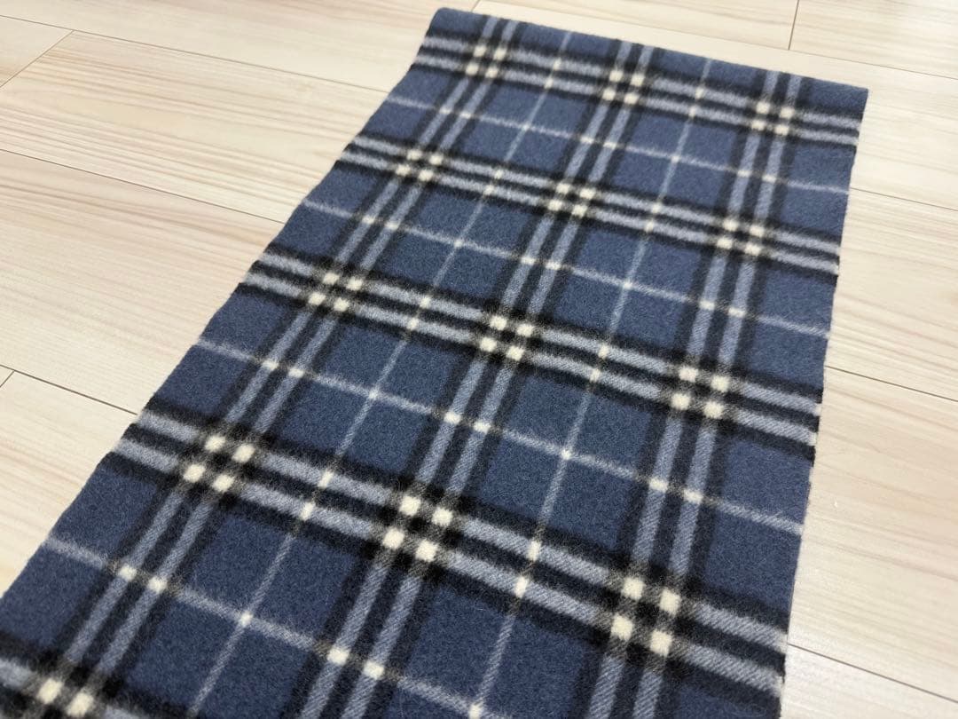 バーバリー　マフラー　カシミヤ　ブルー系　ノバチェック　約134cm×約31cm