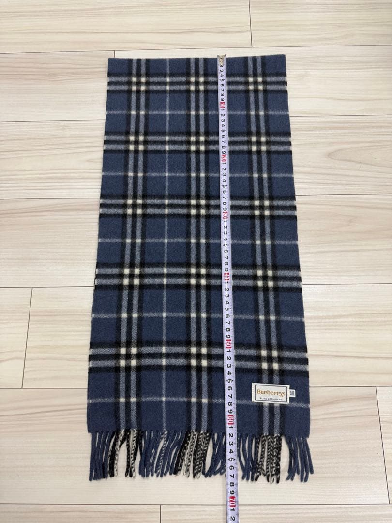 バーバリー　マフラー　カシミヤ　ブルー系　ノバチェック　約134cm×約31cm