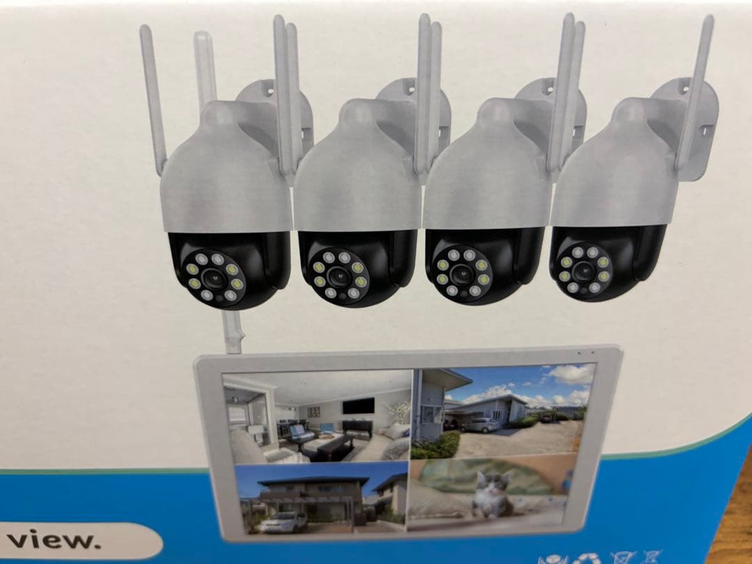防犯カメラ タッチパネル搭載 4台セット360°回転 常時録画 防水スマホ連動