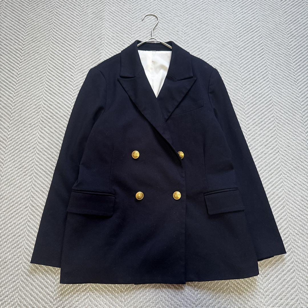 極美品 Mila Owen 金ボタン ダブルブレザーコンパクトジャケット 紺ブレ