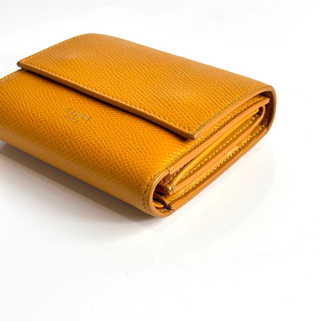 美品 セリーヌ スモール トリフォールド ウォレット 三つ折り財布 イエロー